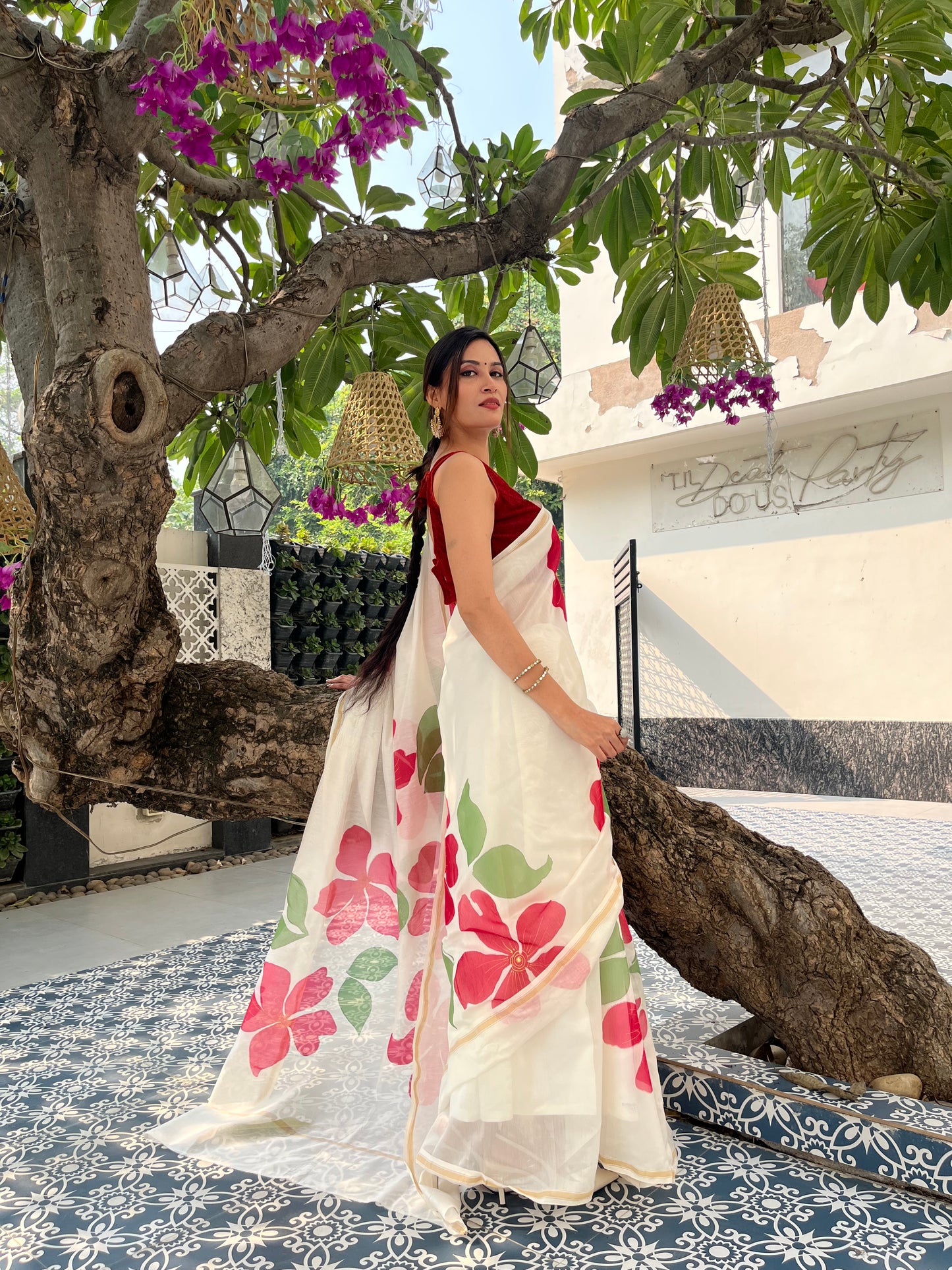 Gulbahaar — Hand Painted Pure Chanderi Silk Saree